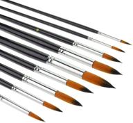 🖌️ premium 9pcs round pointed tip pony hair filbert paintbrush set for artists, marrywindix watercolor acrylic oil painting brushes in black logo