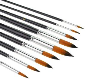 img 4 attached to 🖌️ Premium 9pcs Round Pointed Tip Pony Hair Filbert Paintbrush Set for Artists, Marrywindix Watercolor Acrylic Oil Painting Brushes in Black