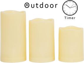 img 3 attached to Waterproof Outdoor Flameless LED Candles with Timer - 🕯️ Long Lasting Realistic Flickering Battery-Operated Pillar Candles, 3 Pack (3x4,5,6 Inches)