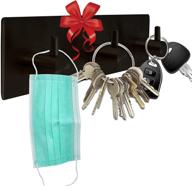 🔑 versatile wall key holder - stylish key organizer with 3 hooks for convenient organization and decor in black - ideal for entryway, bathroom, living room, kitchen логотип