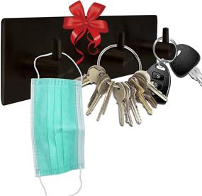 img 4 attached to 🔑 Versatile Wall Key Holder - Stylish Key Organizer with 3 Hooks for Convenient Organization and Decor in Black - Ideal for Entryway, Bathroom, Living Room, Kitchen