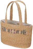 👜 stylish ladies' sewn braid wheat straw bag: perfect summer accessory logo