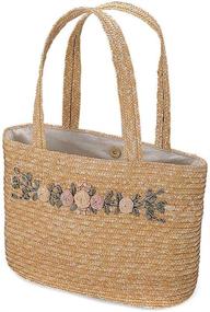img 1 attached to 👜 Stylish Ladies' Sewn Braid Wheat Straw Bag: Perfect Summer Accessory