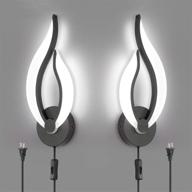 💡 pasoar plug in wall sconces set of two: modern industrial bedside lamps with on/off switch, 5500k led wall lights for living room and hallway lighting fixtures логотип