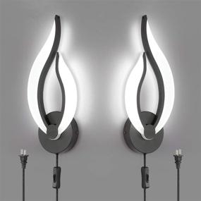 img 2 attached to 💡 Pasoar Plug in Wall Sconces Set of Two: Modern Industrial Bedside Lamps with On/Off Switch, 5500k LED Wall Lights for Living Room and Hallway Lighting Fixtures