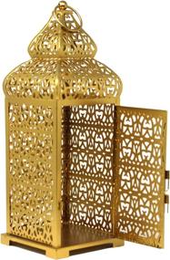 img 1 attached to 🏮 Enhance Your Décor with Vela Lanterns Temple Moroccan Style Candle Lanterns in Stunning Gold - Set of 2