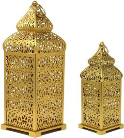 img 4 attached to 🏮 Enhance Your Décor with Vela Lanterns Temple Moroccan Style Candle Lanterns in Stunning Gold - Set of 2