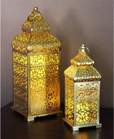 img 3 attached to 🏮 Enhance Your Décor with Vela Lanterns Temple Moroccan Style Candle Lanterns in Stunning Gold - Set of 2