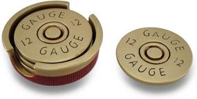 img 4 attached to 12 Gauge Shotgun Shell Coaster Set with Base - Four-Piece Collection