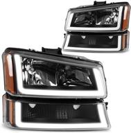 сборка фар dwvo, совместимая с chevrolet avalanche & silverado 1500 2500 3500 2003-2006 годов / chevrolet silverado classic 2007 года (led drl amber) логотип