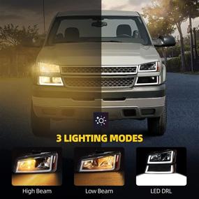 img 2 attached to Сборка фар DWVO, совместимая с Chevrolet Avalanche & Silverado 1500 2500 3500 2003-2006 годов / Chevrolet Silverado Classic 2007 года (LED DRL Amber)