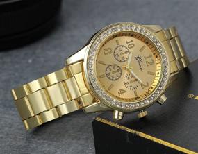 img 3 attached to Lancardo Gold Stainless Steel Quartz Rhinestone Watch: Ideal Christmas Gift for Men and Women