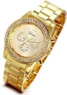 lancardo gold stainless steel quartz rhinestone watch: ideal christmas gift for men and women logo