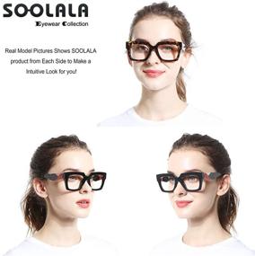 img 3 attached to 👓 SOOLALA Anti-Blue Light Reading Glasses: Stylish Square Frames with Leopard Arms