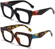 👓 soolala anti-blue light reading glasses: stylish square frames with leopard arms logo