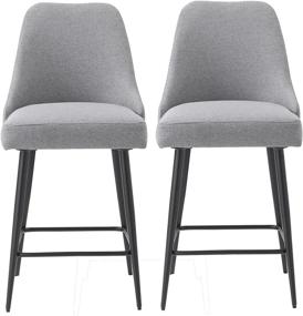 img 4 attached to 🪑 Ball & Cast Home Kitchen Upholstered Counter Barstool Set of 2, Grey - 24 Inch Seat Height for Stylish Dining