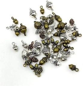 img 1 attached to Pine Cone and Acorn Charms Collection - JIALEEY Mixed Tibetan Style Alloy Pinecone and Nature Nuts Pendants for Jewelry Making Accessory 50pcs(100g)