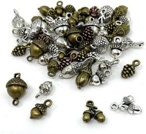 img 3 attached to Pine Cone and Acorn Charms Collection - JIALEEY Mixed Tibetan Style Alloy Pinecone and Nature Nuts Pendants for Jewelry Making Accessory 50pcs(100g)