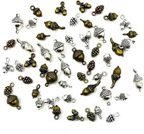 img 4 attached to Pine Cone and Acorn Charms Collection - JIALEEY Mixed Tibetan Style Alloy Pinecone and Nature Nuts Pendants for Jewelry Making Accessory 50pcs(100g)