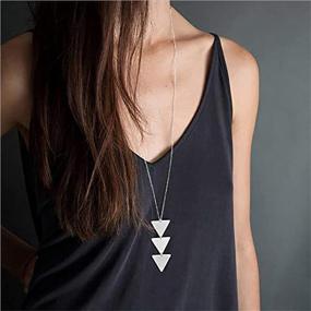 img 3 attached to 🔸 COADIPRESS Long Chain Metal Bar Pendant Necklace for Women Girls, Triangle Arrow Charm Necklace, Simple Punk Geometric Sweater Jewelry