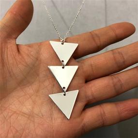 img 2 attached to 🔸 COADIPRESS Long Chain Metal Bar Pendant Necklace for Women Girls, Triangle Arrow Charm Necklace, Simple Punk Geometric Sweater Jewelry