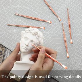 img 1 attached to 🔪 High-Quality 6-Piece Stainless Steel Wax Carving Tool Set - Rose Gold Sculpting Tools for Wax Art and More