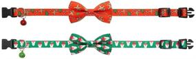 img 1 attached to 🎄 PAWCHIE Christmas Dog Collar Set for Small Medium Dogs - Bowtie and Bell, Adjustable & Comfortable, 2 Pack