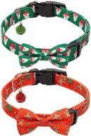 🎄 pawchie christmas dog collar set for small medium dogs - bowtie and bell, adjustable & comfortable, 2 pack логотип