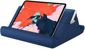 img 4 attached to 📱 MoKo Tablet Pillow Holder - Multi-Angle Soft Stand for iPad Up to 12.9", Lap Pillow for eReader Book - Compatible with iPad 9, iPad Mini 6, iPad Pro 11/12.9 4/5th Gen, Galaxy Tab S6/S7 - Navy Blue