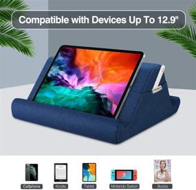 img 2 attached to 📱 MoKo Tablet Pillow Holder - Multi-Angle Soft Stand for iPad Up to 12.9", Lap Pillow for eReader Book - Compatible with iPad 9, iPad Mini 6, iPad Pro 11/12.9 4/5th Gen, Galaxy Tab S6/S7 - Navy Blue