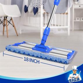 img 3 attached to 🧹 MR.SIGA 18-inch Professional Microfiber Mop: Stainless Steel Telescopic Handle, 2 Washable Pads, Scrub & Dust Cloth