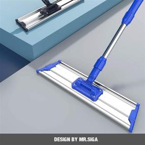 img 2 attached to 🧹 MR.SIGA 18-inch Professional Microfiber Mop: Stainless Steel Telescopic Handle, 2 Washable Pads, Scrub & Dust Cloth