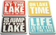 🏞️ quirky lake sayings coasters: perfect lakehouse gift for all water enthusiasts! logo