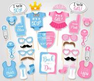 rainlemon(tm) gender reveal party photo booth props: unveil your baby's gender with fun on a stick! logo