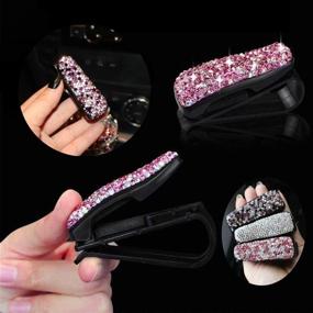 img 1 attached to 🕶️ CHIMUYU Silver Bling Crystal Rhinestone Car Visor Glasses Holders - 2 Pack Fashionable Eyeglasses Sunglasses Mount with Ticket Card Clip for Women and Girls