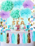 🧜 under the sea mermaid party decorations - purple blue mint theme - perfect for baby showers, birthdays & bridal showers - tissue pom poms, mermaid party supplies & more! logo