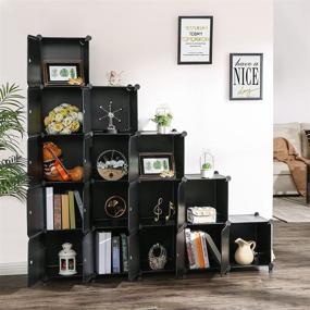 img 3 attached to 📦 ANWBROAD 16-Cube Cube Storage Organizer - DIY Plastic Closet Cabinet with Doors for Modular Clothes Storage Shelves - Bookshelf Units Wardrobe for Bedroom Living Room Office - Black ULCS16BM