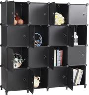 📦 anwbroad 16-cube cube storage organizer - diy plastic closet cabinet with doors for modular clothes storage shelves - bookshelf units wardrobe for bedroom living room office - black ulcs16bm logo