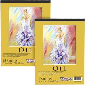 img 4 attached to 🎨 Pack of 2 U.S. Art Supply Premium Heavy-Weight Oil Painting Paper Pads, 9"x12", 90 Pound (190gsm), 15-Sheet Pads