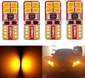 img 4 attached to 🔆 Phinlion Ultra Bright 2835 8-SMD LED Bulbs for Car Interior Dome Map Door Courtesy License Plate Lights Wedge T10 168 194 2825 Amber Yellow - Pack of 4