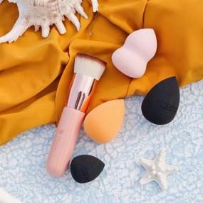 img 3 attached to DUcare Foundation Brush: Professional Flat Top Kabuki Brush with Makeup Sponges and Blending Mineral Powder for Perfect Liquid Beauty Makeup