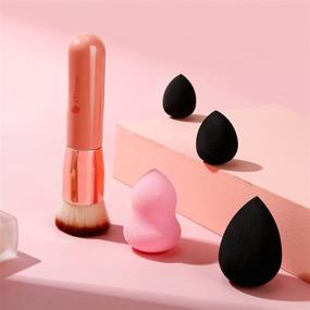 img 2 attached to DUcare Foundation Brush: Professional Flat Top Kabuki Brush with Makeup Sponges and Blending Mineral Powder for Perfect Liquid Beauty Makeup