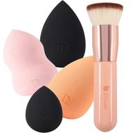 ducare foundation brush: professional flat top kabuki brush with makeup sponges and blending mineral powder for perfect liquid beauty makeup logo