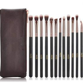 img 4 attached to MSQ Eyeshadow Brushes 12pcs Eye Make Up Brush Set with PU Leather Pouch - Soft Synthetic Hairs for Eyeshadow, Eyebrow, Eyeliner, Blending - Rose Gold Signature Collection