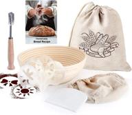 🥖 round 9" banneton bread proofing basket set with baking tools - sourdough bread proofing kit, handmade rattan basket for bread baking with 7-pack bread making tools and supplies, ideal for home bakers and starters logo