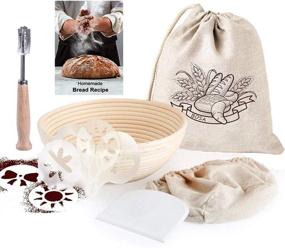 img 4 attached to 🥖 Round 9" Banneton Bread Proofing Basket Set with Baking Tools - Sourdough Bread Proofing Kit, Handmade Rattan Basket for Bread Baking with 7-pack Bread Making Tools and Supplies, Ideal for Home Bakers and Starters