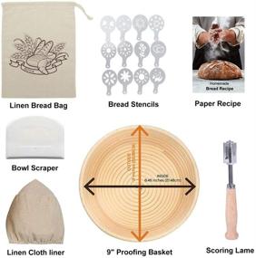 img 3 attached to 🥖 Round 9" Banneton Bread Proofing Basket Set with Baking Tools - Sourdough Bread Proofing Kit, Handmade Rattan Basket for Bread Baking with 7-pack Bread Making Tools and Supplies, Ideal for Home Bakers and Starters