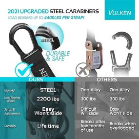 img 1 attached to 💪 Enhance your Gymnastic Rings Workout with the Vulken Adjustable Numbered Straps: Easy Set Up, Durable Steel Carabiners, Quick Hook System (One Pair Strap)