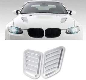 img 4 attached to 🚗 Enhance Your Car's Style with LEIWOOR 2PCS ABS Universal Decorative Turbo Bonnet Vent Cover Hood Auto - Silver