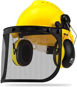 img 4 attached to 👷 NEIKO 53880A Forestry Safety Helmet with Earmuffs - Hi Visibility Yellow - Face Shield Protection - Steel Mesh and Clear Face Shields - Heavy Duty Construction Hard Hat - Adjustable Size